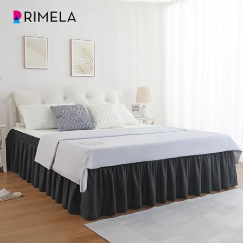 RIMELA Black Bed Skirt Queen Size 15 Inch Drop, Elastic Bed Skirting for Bed Base and Frame, Bedding Dust Ruffle Easy to Install, Lightweight Wrap Around Adjustable Bedskirt - Image 2