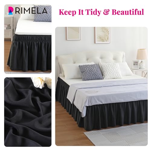 RIMELA Black Bed Skirt Queen Size 15 Inch Drop, Elastic Bed Skirting for Bed Base and Frame, Bedding Dust Ruffle Easy to Install, Lightweight Wrap Around Adjustable Bedskirt - Image 5