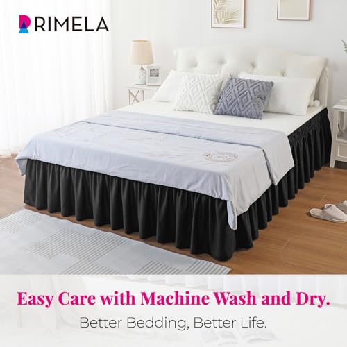 RIMELA Black Bed Skirt Queen Size 15 Inch Drop, Elastic Bed Skirting for Bed Base and Frame, Bedding Dust Ruffle Easy to Install, Lightweight Wrap Around Adjustable Bedskirt - Image 4