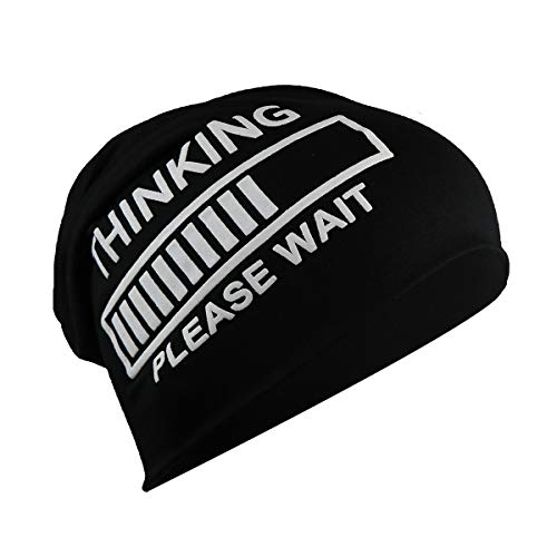 iSWEVEN Cotton Slouchy Beanie and Skull Cap for Summer, Winter, Autumn & Spring Season, Can be Used as a Helmet Cap Too - Free Size (7030A, Black) - Image 2