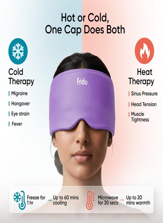 Frido Hot & Cold Therapy Cap | 360° Full Head Coverage | Reusable Cooling & Warming Cap with Gentle Compression | Purple - Image 5