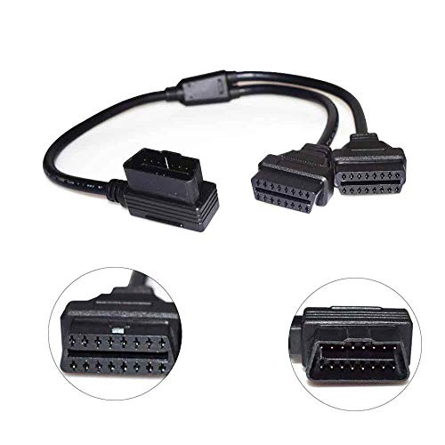 Vgate 16 Pin OBD2 OBDII Diagnostic Extender Splitter Extension Cable Male to Dual Female Y Cable, 19 inches - Image 1