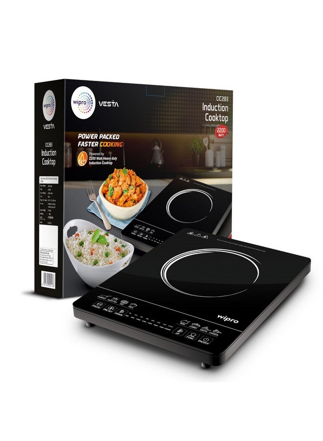 wipro Vesta Cic203 Radiant Induction Cooktop 2200W, Black - Image 4