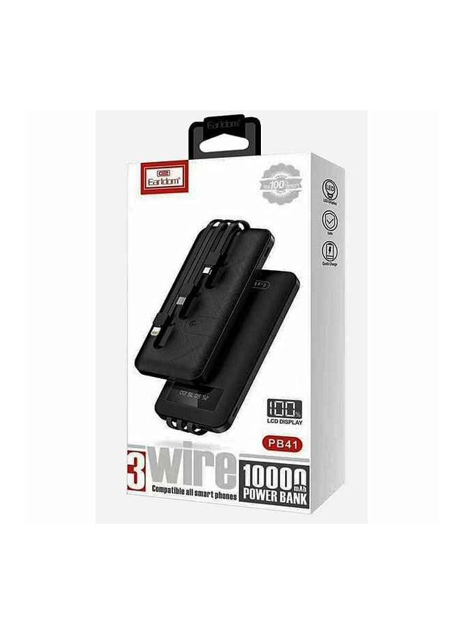أيرلدوم شاحن باور بانك ايرلدوم 10000 مللي أمبير في الساعة - 3 أسلاك، متوافق مع جميع الموبايلات، أسود - Image 2