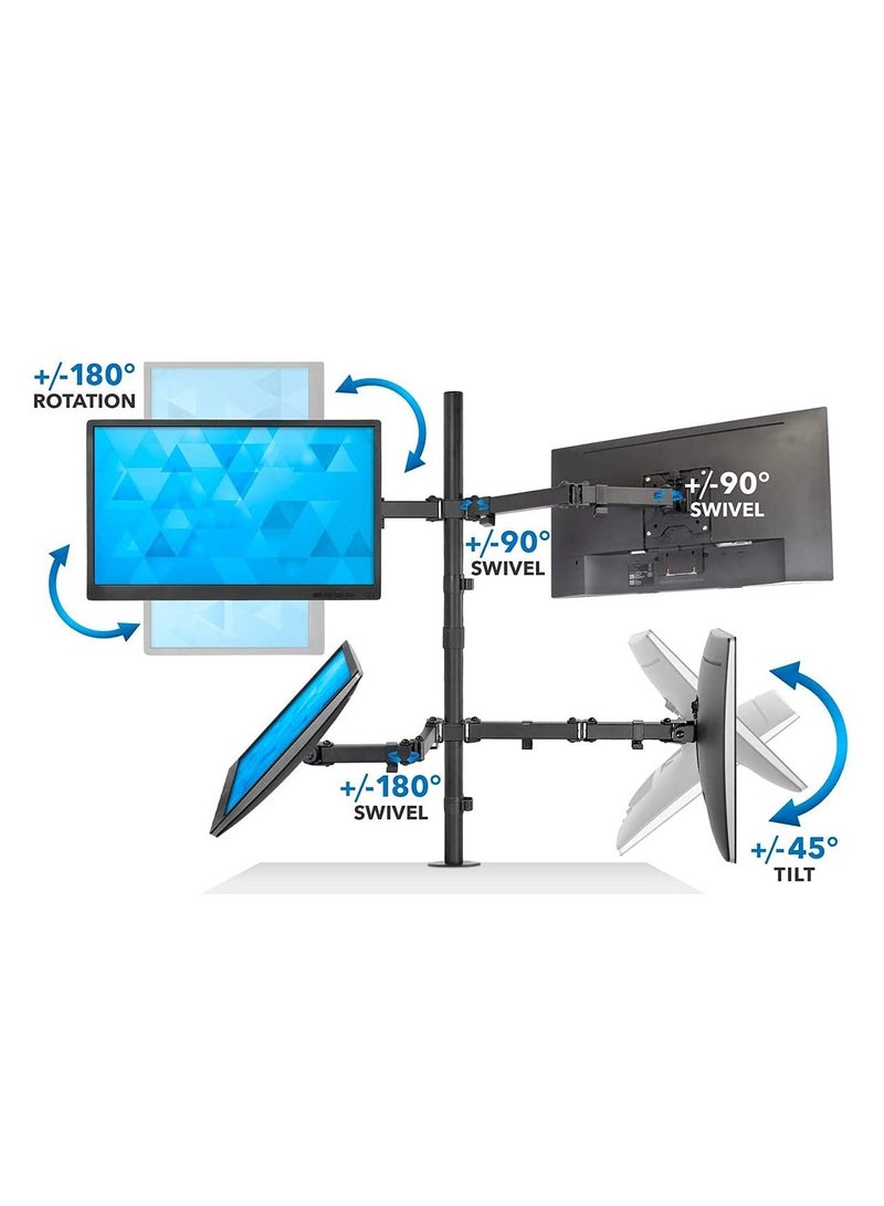 LED LCD Monitor Desk Mount Adjustable Stand Holder Heavy Duty for 4 Screens 18"-29" | Height Adjustable | Gaming | Trading | Video Editing - Image 2