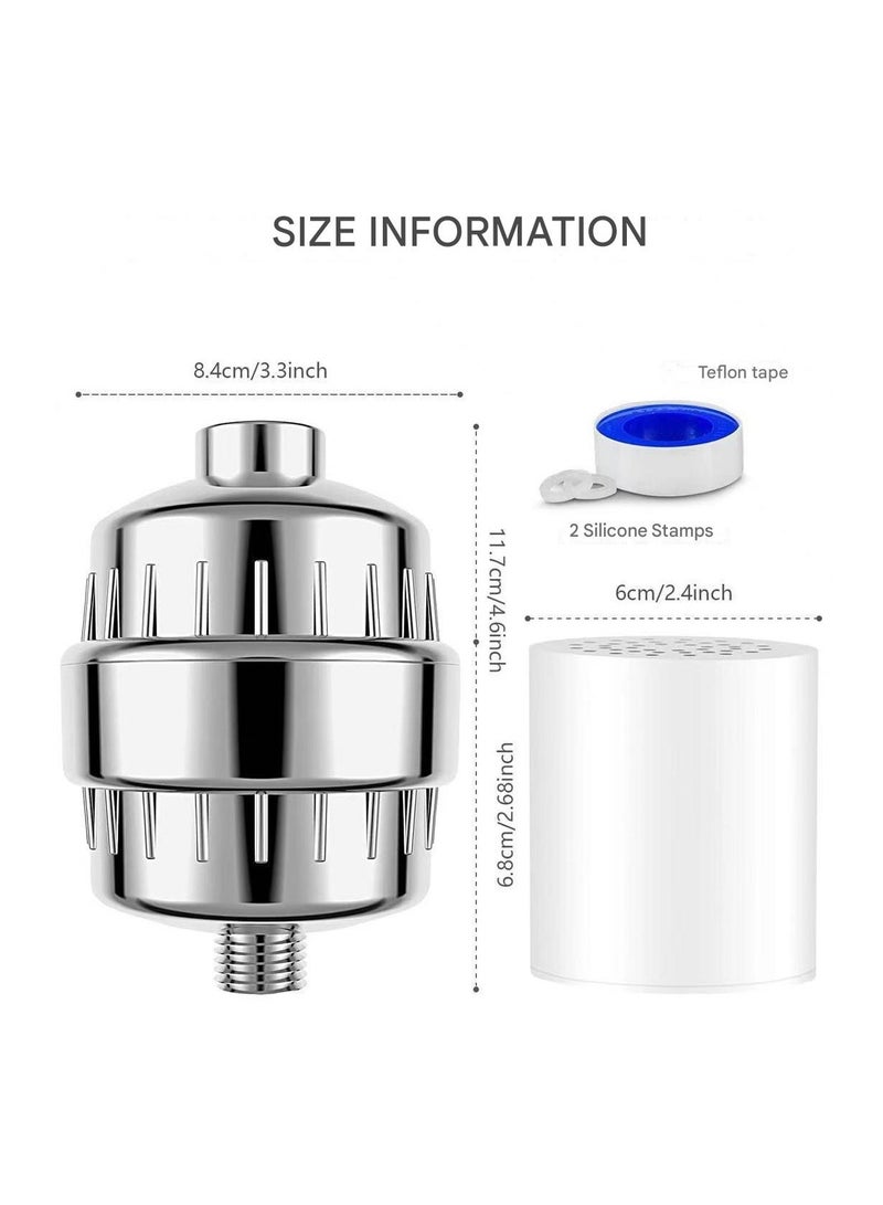 25 Stage Shower Filter-Shower Head Filter For Hard Water, (with 2 Replaceable Filter Cartridges) Remove Chlorine Fluoride Water Softener, Faucet Filter for Bathroom Kitchen Washroom - Image 5