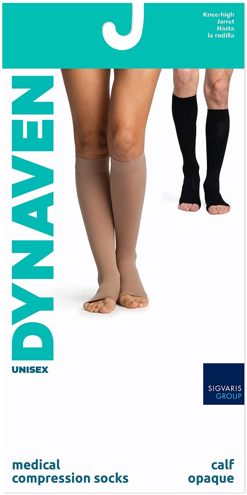 سيحفاريس Sigvaris Dynaven Compression Women Compression High -High Socks 20-30mmHg - تصميم Open Toe للراحة اليومية والدعم - البيج الصغير الصغير - الخفيف - Image 2