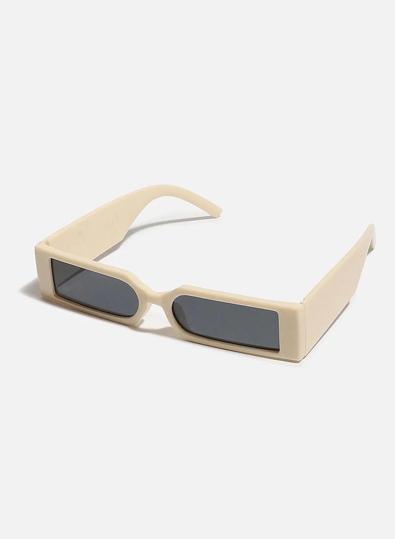 Haute Sauce Beige Rectangular Sunglass