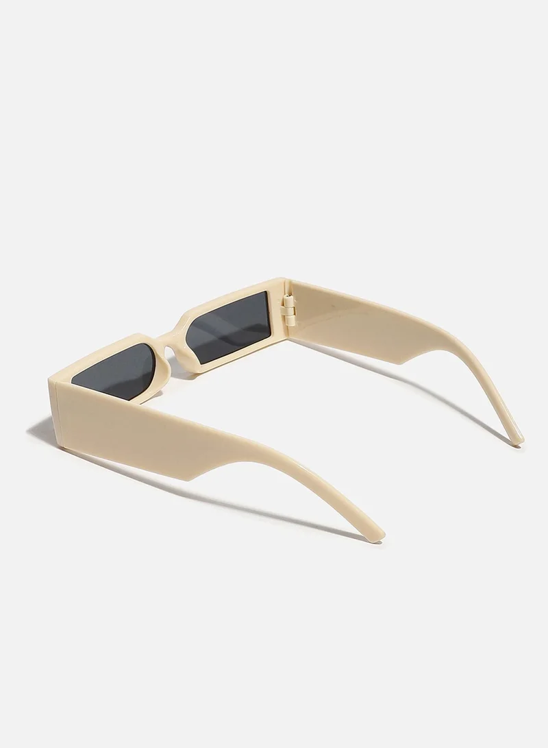 Haute Sauce Beige Rectangular Sunglass