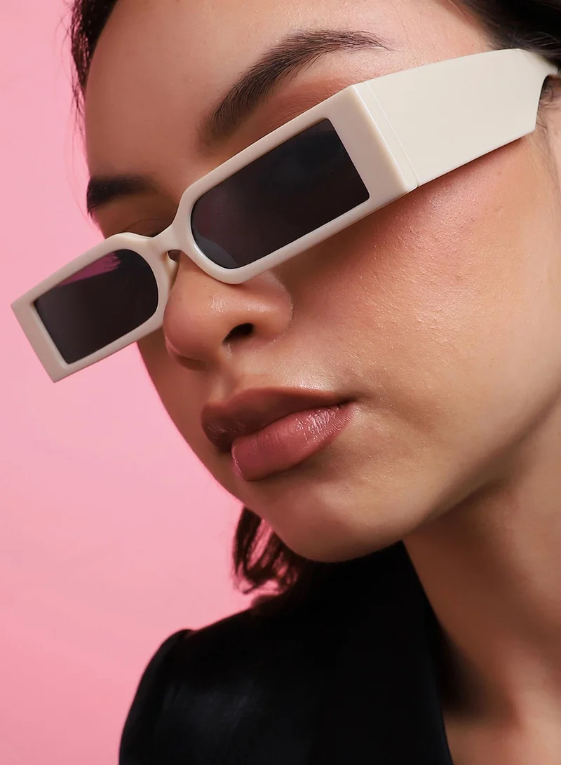 Haute Sauce Beige Rectangular Sunglass