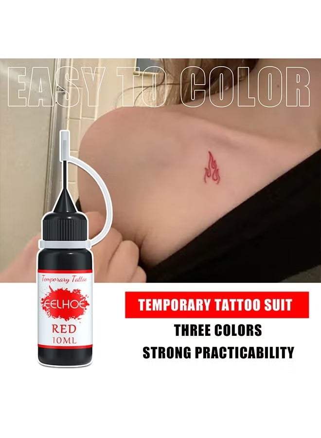 EELHOE Temporary Tattoo Suit, With 84 Pieces Self-Adhesive Tattoo Template Set, Temporary Tattoo Ink 3 Bottles, 3 Colors For Art Drawing Women Men Kids DIY Art Painting - Image 3