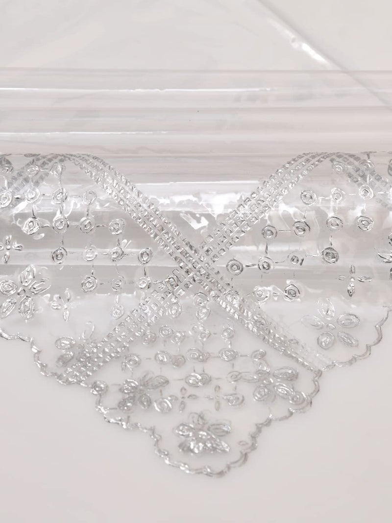 ClasikoTransparent 8 Seater Table Cover Material PVC Shape Rectangle Pack of 1 Seamless No Joints Silver Lace 60x108 Inches - Image 5
