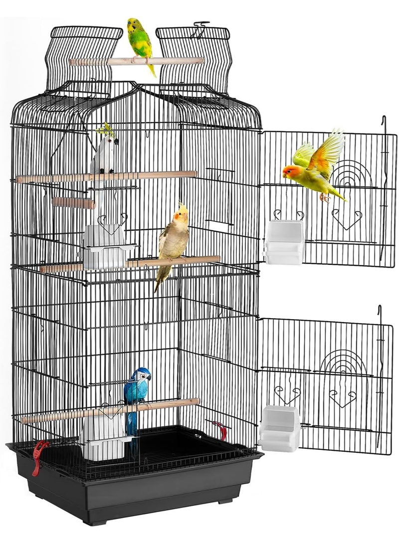 أوكيوز قفص الطيور المعدني، قفص الببغاء متعدد الاستخدامات مصنوع من إطار سلكي فولاذي متين - Image 1