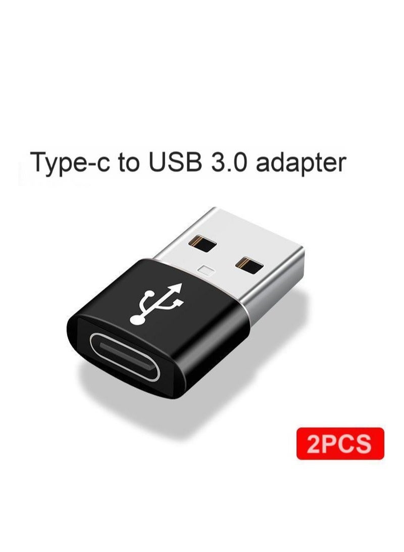 2-Piece Type-C to USB-A Converter OTG Adapter Set – USB 3.0 Technology, Supports Data Transfer & Charging – Compatible with Smartphones, Tablets, and Laptops – Black - Image 1