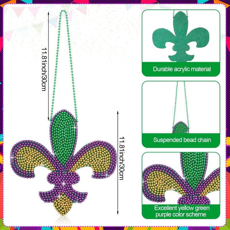 Dingion 12 Inch Mardi Gras Door Decorations Fleur De Lis Decor Mardi Gras Wreath Sign Outdoor Backdrop Door and Wall Decorations Wall Banner for New Orleans Party Decor - Image 2