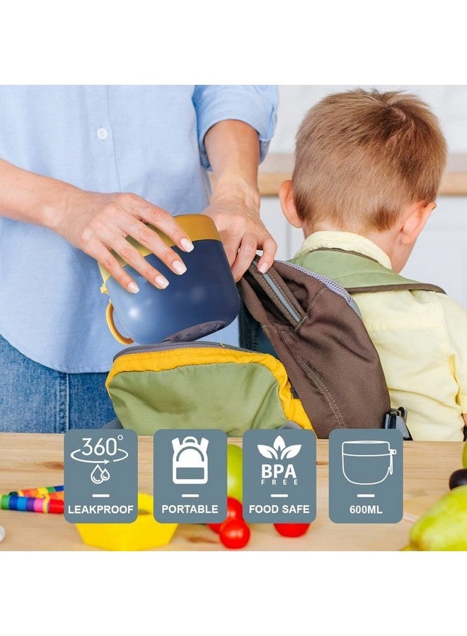 بيوينتي حافظة طعام للأطفال مع ملعقة قابلة للطي، مصنوعة من الفولاذ المقاوم للصدأ المعزول بتفريغ الهواء، حافظة طعام حرارية، كوب حساء، مانعة للتسرب، لحفظ الطعام الساخن والبارد، مثالية للمدرسة والمكتب والنزهات والسفر والأنشطة الخارجية. - Image 2