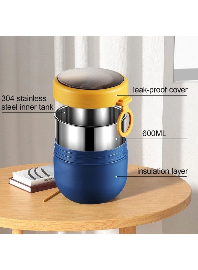 بيوينتي حافظة طعام للأطفال مع ملعقة قابلة للطي، مصنوعة من الفولاذ المقاوم للصدأ المعزول بتفريغ الهواء، حافظة طعام حرارية، كوب حساء، مانعة للتسرب، لحفظ الطعام الساخن والبارد، مثالية للمدرسة والمكتب والنزهات والسفر والأنشطة الخارجية. - Image 3