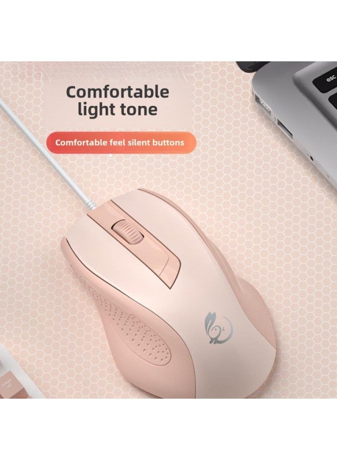 Wired Mouse Mute Silent Office Desktop Laptop Computer Game Home USB Universal For Boys And Girls-Color:Elegant Black + Mouse Pad 【silent on♡Comfortable And Skin-friendly Grip♡Line Length 1.5m】-Interface:Official Standard - Image 2