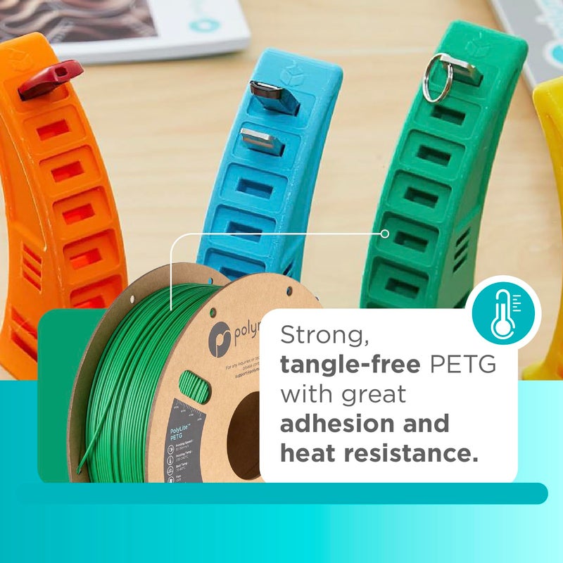 polymaker PETG Filament 1.75mm 1kg Green 3D Printer Filament, PolyLite PETG 3D Printing Filament 1.75mm, Dimensional Accuracy +/- 0.03mm, Print with Most 3D Printers - Image 2
