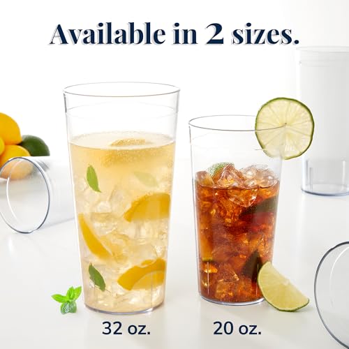 US Acrylic Cafe Plastic Reusable Tumblers (Set of 16) 20-ounce Water Cups in Clear | Value Set of Restaurant Style Drinking Glasses, Stackable, BPA-free, Made in the USA | Top-rack Dishwasher Safe - Image 3
