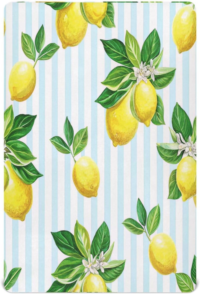 Lemon Crib Sheets for Boys Girls Ultra Soft Breathable Baby Crib Sheet Fitted Crib Sheets for Standard Size Crib and Toddler Mattresses, 39 x 27 Inch - Image 1