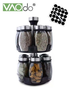 VAOdo 13PCS Revolving Spice Rack Organizer Countertop Spinning Spice Storage Rack Tower Organizer with 12 Empty Jars Rotating Spice Holder Shelf Seasoning Rack Shelf Spice Seasoning Bottle Organizer  - Image 1