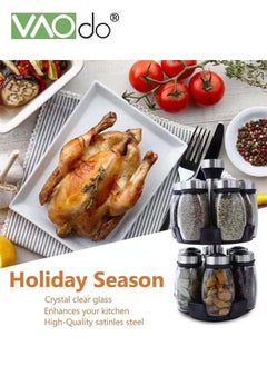 VAOdo 13PCS Revolving Spice Rack Organizer Countertop Spinning Spice Storage Rack Tower Organizer with 12 Empty Jars Rotating Spice Holder Shelf Seasoning Rack Shelf Spice Seasoning Bottle Organizer  - Image 5