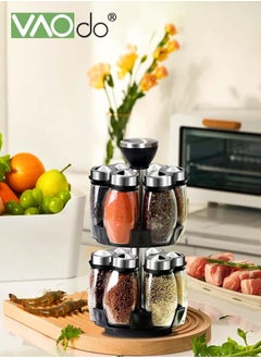 VAOdo 13PCS Revolving Spice Rack Organizer Countertop Spinning Spice Storage Rack Tower Organizer with 12 Empty Jars Rotating Spice Holder Shelf Seasoning Rack Shelf Spice Seasoning Bottle Organizer  - Image 2
