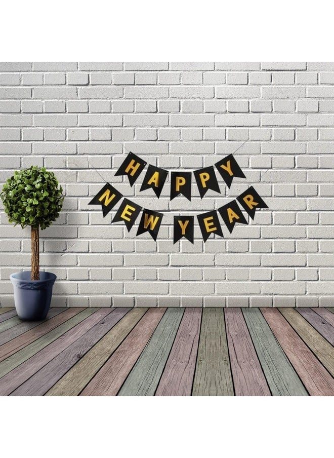 هونج كونج بالونز لافتة عيد ميلاد سعيد من هونج كونج بالونات للأولاد والبنات والحبيب والحبيبة (عام جديد سعيد) | ذهبي أسود  - Image 5