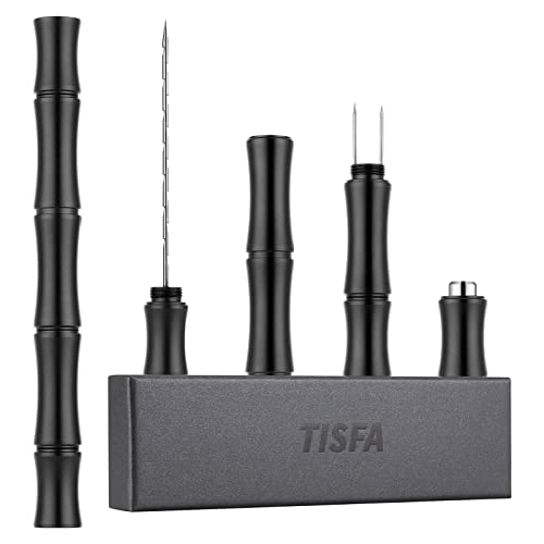 TISFA Cigar Draw Enhancer Tool, 3-in-1 Cigar Punch Set with Draw Enhancer Cutter and Twin Nubber, Ultra Sharp Stainless Steel Punch Cigar Cutters (Black) - Image 1