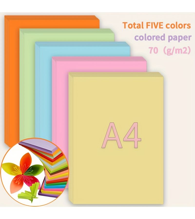150PCS A4 Light Colored Printing Paper 70 GSM Smooth Office Copy Paper For DIY Origami Painting Writing Art Projects - Image 1