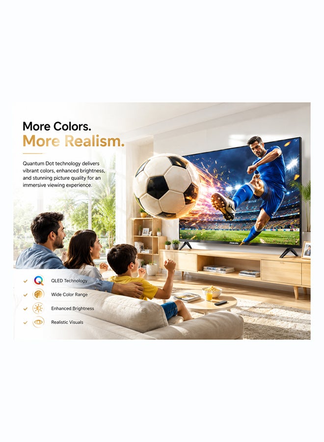 NIKAI 43-inch QLED Smart TV Full HD 1080p | Android 14 | Built-in WiFi | Frameless Ultra Slim Design | 1GB RAM 8GB Storage | YouTube, Facebook, Web Browser | HDMI & USB | 20W Audio - NTV43QSLED NTV43QSLED Black - Image 3