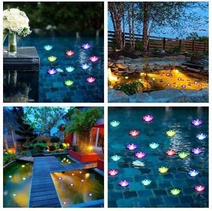 Tia Crafts Water Floating Smokeless Candles & Lotus Flowers Sensor Led Tea Light for Outdoor Indoor Pool, Glass Bowl Festival Decoration (6) - Image 5