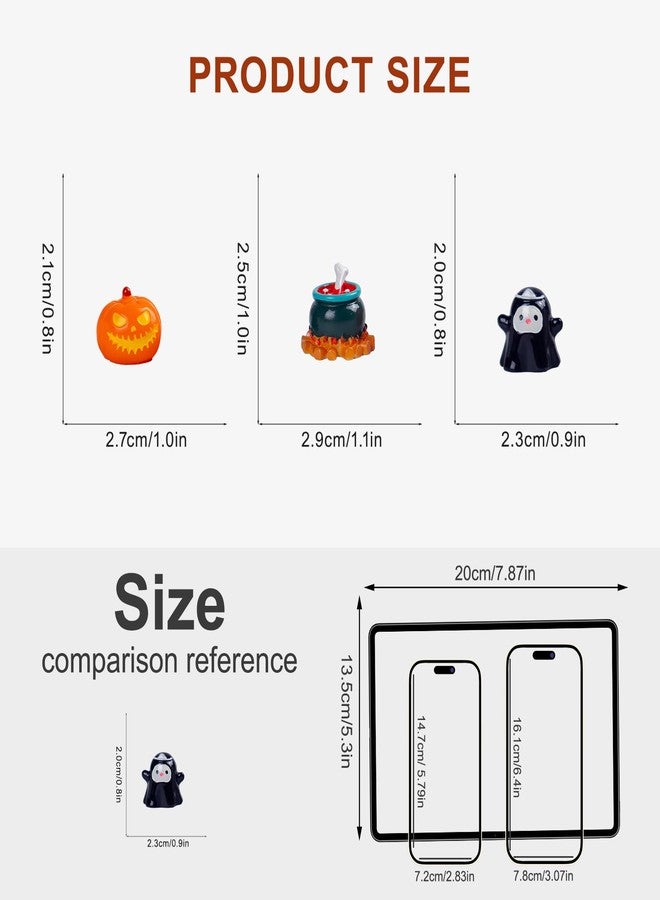 Nerfcareani 50pcs Halloween Mini Resin Figurines for Crafts Tiny Miniature Figures to Hide Pumpkin Ghost Skull Miniatures Bulk for Halloween Party Favors Table Idoor Bag Fillers Garden Dollhouse Decor - Image 2