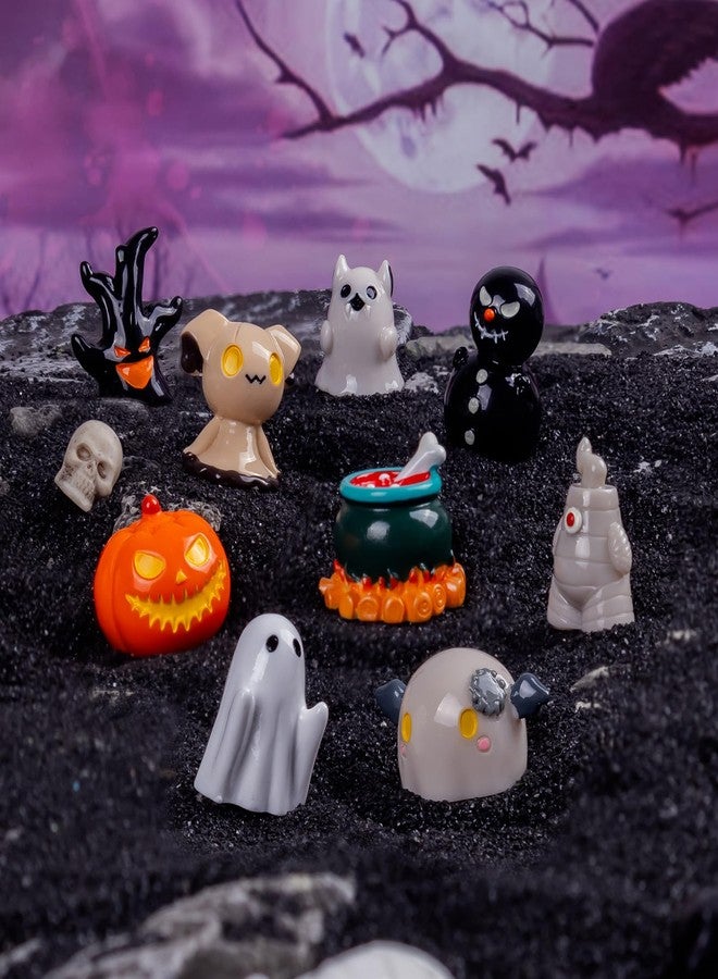 Nerfcareani 50pcs Halloween Mini Resin Figurines for Crafts Tiny Miniature Figures to Hide Pumpkin Ghost Skull Miniatures Bulk for Halloween Party Favors Table Idoor Bag Fillers Garden Dollhouse Decor - Image 3