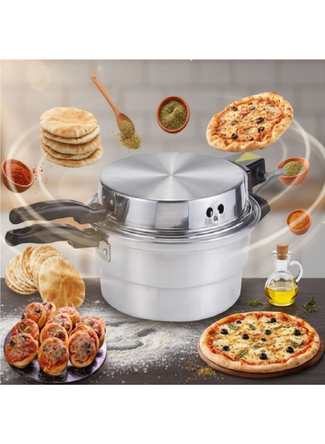 سونكس فرن كهربائي صغير 1000 واط من الألمنيوم وصانع خبز عربي وخمير، سهل الاستخدام مع استهلاك منخفض للطاقة، صانع خبز الخمير، فضي 28 سم - Image 5