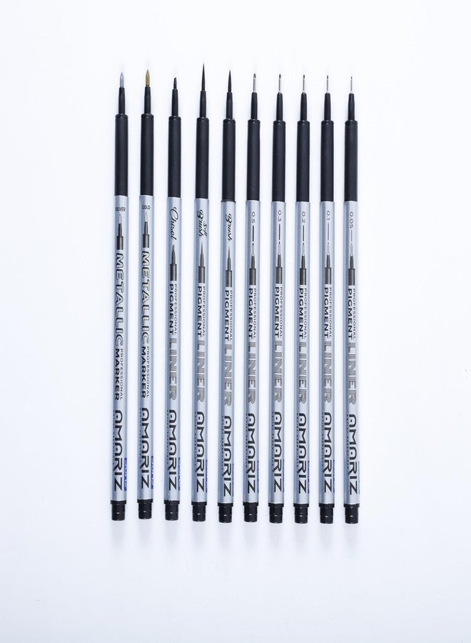 AMARIZ Doms Pigment Fine Point Liner & Marker Set Of 10, Black - Image 3