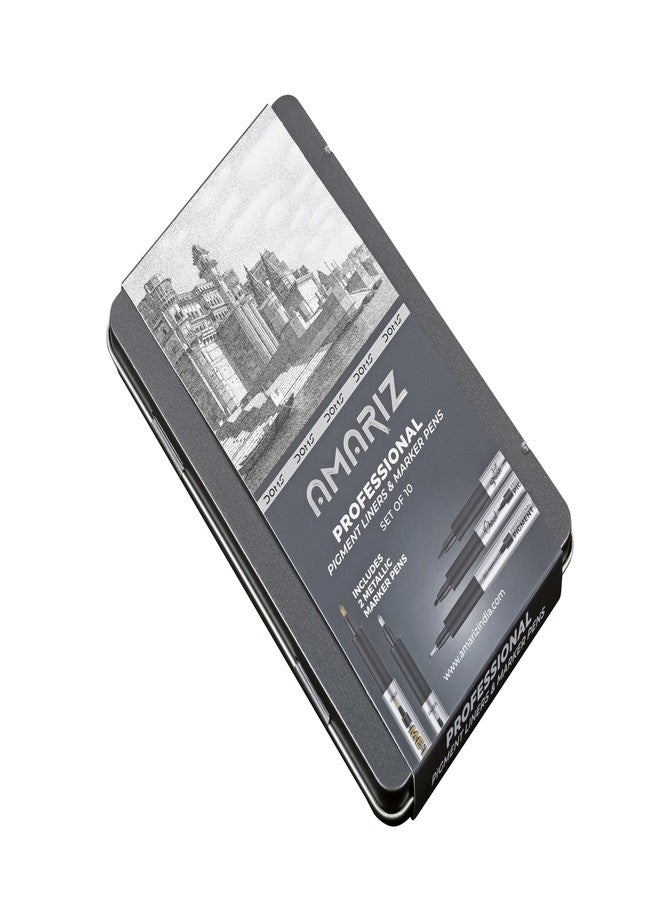 AMARIZ Doms Pigment Fine Point Liner & Marker Set Of 10, Black - Image 4