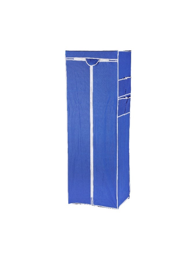 Royalford Wardrobe- RF12427/ Fabric Cabinet with Zipper Closure, Strong Metal Rods, Easy to Assemble/ Multi-Purpose Storage for Clothes, Shirt, Dress, etc./ for Home, Bedroom, Hostel, Living Room/ Heavy-Duty, Rectangular Stand, Space-Saving Design/ Blue Blue - Image 3