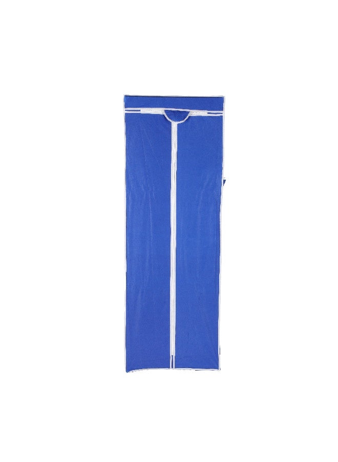Royalford Wardrobe- RF12427/ Fabric Cabinet with Zipper Closure, Strong Metal Rods, Easy to Assemble/ Multi-Purpose Storage for Clothes, Shirt, Dress, etc./ for Home, Bedroom, Hostel, Living Room/ Heavy-Duty, Rectangular Stand, Space-Saving Design/ Blue Blue - Image 1