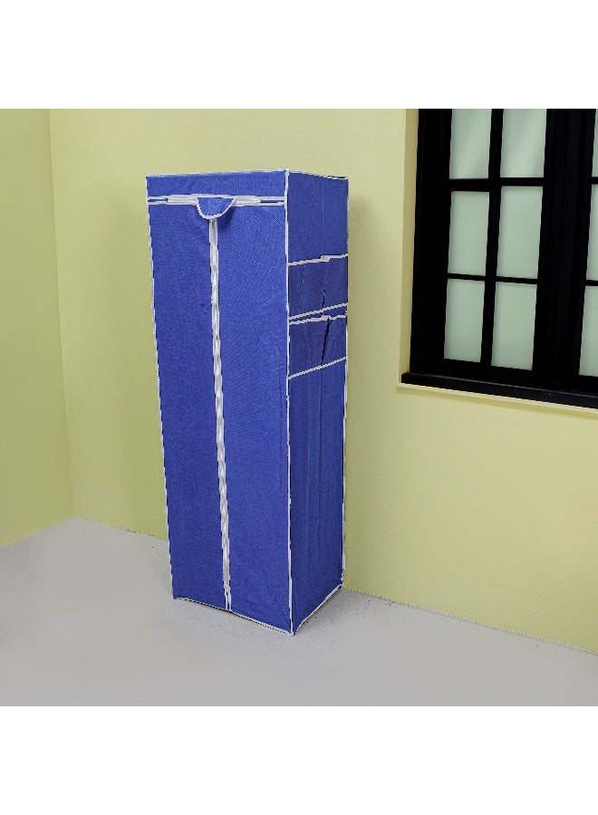 Royalford Wardrobe- RF12427/ Fabric Cabinet with Zipper Closure, Strong Metal Rods, Easy to Assemble/ Multi-Purpose Storage for Clothes, Shirt, Dress, etc./ for Home, Bedroom, Hostel, Living Room/ Heavy-Duty, Rectangular Stand, Space-Saving Design/ Blue Blue - Image 4