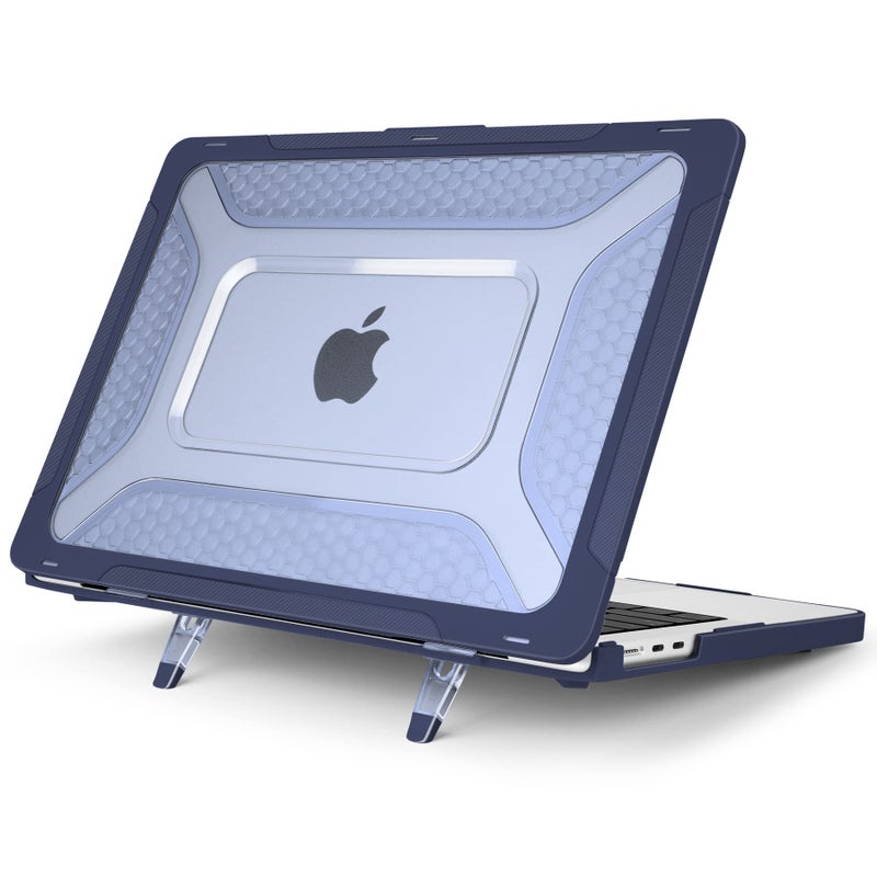 Batianda Extreme Heavy Duty Case for New MacBook Air 13.6 inch 2026 M5 2025 M4 2024 M3 2022 Release - Anti-Slip Rubberized Stand (Holds 25lbs) Honeycomb Exoskeleton Max Cooling & Stability - Navy Blue - Image 2