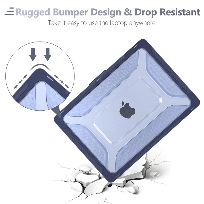 Batianda Extreme Heavy Duty Case for New MacBook Air 13.6 inch 2026 M5 2025 M4 2024 M3 2022 Release - Anti-Slip Rubberized Stand (Holds 25lbs) Honeycomb Exoskeleton Max Cooling & Stability - Navy Blue - Image 4