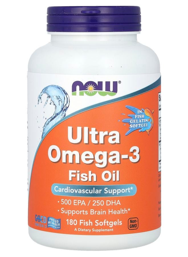 now Ultra Omega-3 Fish Oil 180 Fish Softgels