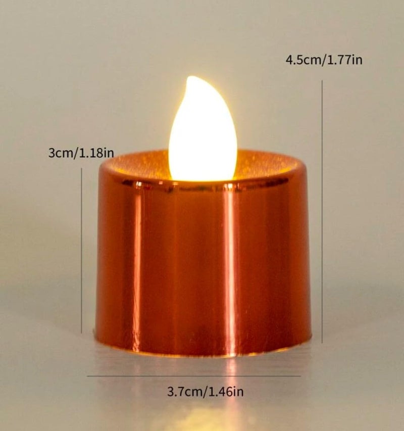 VRB Dec™ 12 Pcs Acrylic Flameless & Smokeless Decorative Candles Led Tea Light Candle Perfect for Gifting, Home, Birthday, Diwali, Christmas,Decorative Candles,Birthday (Metallic Red - 12 Pcs) - Image 2