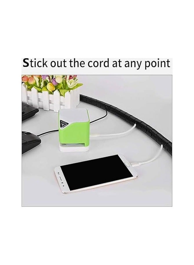 Coiled Tube Cable Organizer Flexible Cable Organizer with Wire Clip Cable Protector Cover for Computer TV PC Home Office Wire Organizer DIY Flexible 3M 10mm Diameter Black  - Image 5