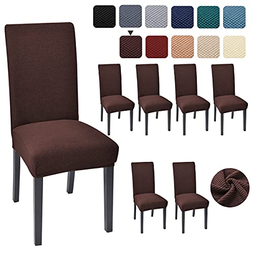 Aertiavty Chair Covers for Dining Room 6 Pack Chair Seat Cover for Dining Room Kitchen, Parsons Chair Covers Dining Chair Slipcover, Chocolate - Image 1