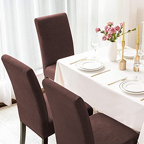 Aertiavty Chair Covers for Dining Room 6 Pack Chair Seat Cover for Dining Room Kitchen, Parsons Chair Covers Dining Chair Slipcover, Chocolate - Image 4