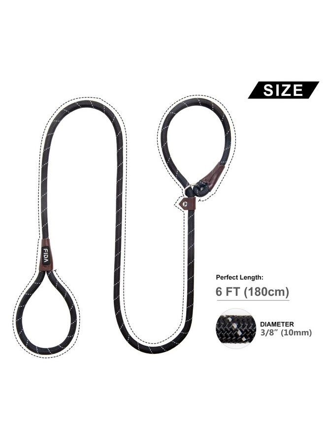 fida - Fida Durable Slip Lead Dog Leash, 6 FT x 3/8" Heavy Duty Dog Loop Leash, Comfortable Strong Rope Slip Leash for Small Dogs and Puppies, No Pull Pet Training Leash with Highly Reflective (3/8", Black) - Image 1