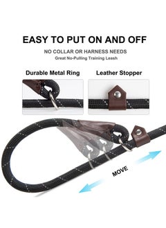 fida Fida Durable Slip Lead Dog Leash, 6 FT x 3/8" Heavy Duty Dog Loop Leash, Comfortable Strong Rope Slip Leash for Small Dogs and Puppies, No Pull Pet Training Leash with Highly Reflective (3/8", Black)  - Image 2